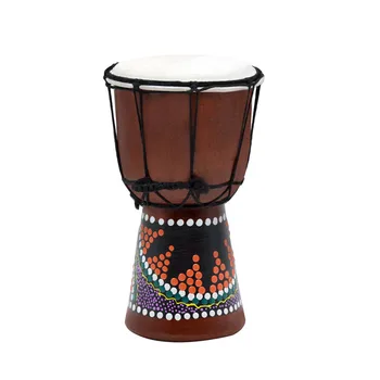4 Tommer Kompakte Størrelse Træ Afrikanske Djembe Tromme Bongo Hånd Tromme-Percussion Musikinstrument (Mønstre Tilfældig Levering)