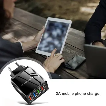 4 USB-3A Mobiltelefon Oplader til Hurtig Opladning af Bærbare Væggen Mobil Oplader Flammehæmmende Slip Modstand Tablet