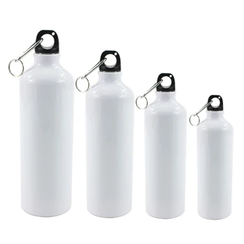 400/500/600/750ml Hvid Blank Sublimation vandflaske med skruelåg Karabinhage Krog Aluminium Udendørs Sports Tæt til M17D