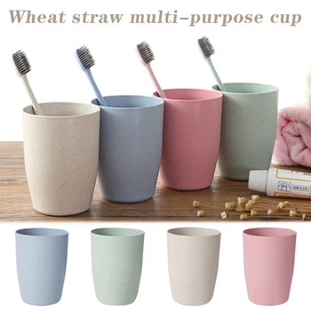 400ml Wheats Halm Vand Cup Multifunktionelle Og Plastik Kop at Drikke Kopper Genanvendelige Børstning Kopper ANDF889