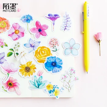 45 stk./pose 8 farve blomster dekoration klistermærker kreativ planner Diy fotoalbum, dagbog, scrapbog kawaii label papirvarer