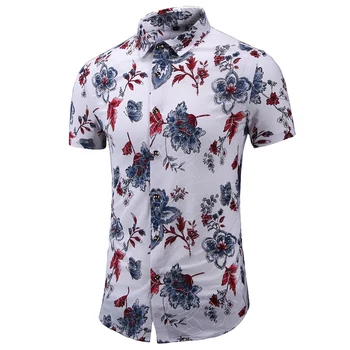 45KG-120KG Sommeren Blød kortærmet Blomster Shirts med Knap Ned Elasticitet Sociale Hawaii Blomster Shirt Plus Størrelse 5XL 6XL 7XL