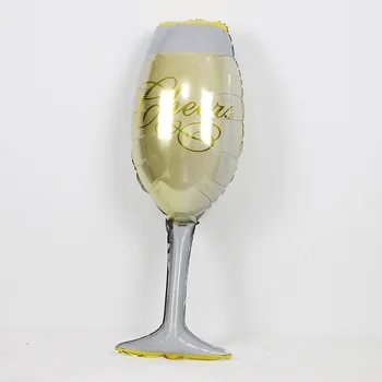 49pcs Flaske Champagne Cocktail Party Fødselsdag Baggrund Dekoration Sæt Gyldne tillykke med Fødselsdagen Aluminium Film Bold