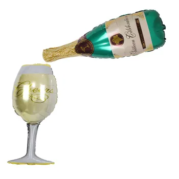 49pcs Flaske Champagne Cocktail Party Fødselsdag Baggrund Dekoration Sæt Gyldne tillykke med Fødselsdagen Aluminium Film Bold