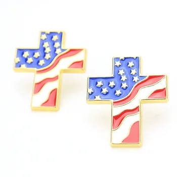 4stk Amerikanske Flag på Tværs Formet Revers Pin-Metal Badge Zink Legering Kostume Tilbehør