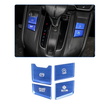 4STK Bil Aluminium Central Kontrol Gear Knap Sticker til Honda CRV CR-V 2017-2021 Håndbremsen Dække Trim Tilbehør