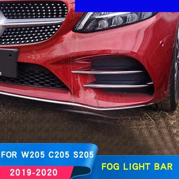 4stk Bil Chrome Front Kofanger, Spoiler tågelys Grille Trim Dækning for Mercedes-Benz C-Klasse C200 C260 W205 2019+