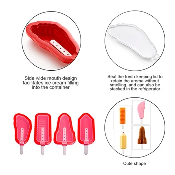 4stk fødevaregodkendt Is Popsicle Mould Silikone Non-giftig Popsicle Is Skimmel Innovative Søde Hjemmelavet Stick Is