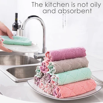 4stk Køkken Håndklæder Vand-Absorberende karklude Fortykkelse Tør Vaskning Klud Køkken Olie-Gratis Lint Rengøring af Værktøj