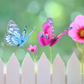 4stk PVC 3D Farverige Sommerfugl Indsatser Hjem Værftet Græsplæne Potte Plante Dekoration Haven Ornament DIY Græsplæne Håndværk