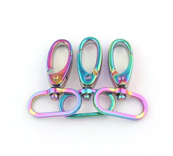 4stk Rainbow Nøgleringe Smykker Resultater & Komponenter karabinlås Nøglering Drejelig spænde til Taske Håndtaske Læder Stropper af Forbrugsstoffer