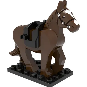 4stk/sæt Gul & Hvid & Grå Ridder War Horse Model byggesten DIY By Magiske Dyr Uddannelse Mursten Legetøj For Børn
