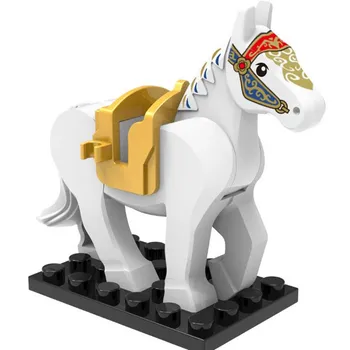 4stk/sæt Gul & Hvid & Grå Ridder War Horse Model byggesten DIY By Magiske Dyr Uddannelse Mursten Legetøj For Børn