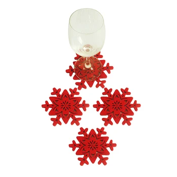 4stk/sæt Jul Snowflake Formede Kop Mat Coaster Anti-Skid Tabel Dækkeserviet Xmas Ferie Indretning