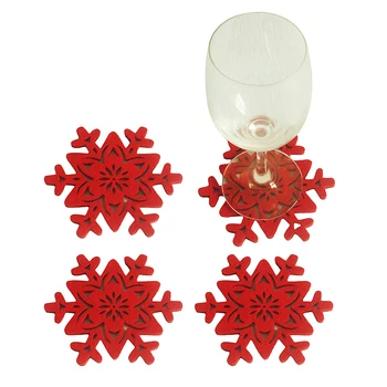 4stk/sæt Jul Snowflake Formede Kop Mat Coaster Anti-Skid Tabel Dækkeserviet Xmas Ferie Indretning