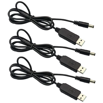 4STK USB-DC 5V DC 9V Trin Op Konverter Kabel med DC-Jack-5.5 x 2.1 mm,USB-Kabel-Boost