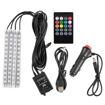 4stk USB-LED RGB Strip Lys Indretning med Fjernbetjeningen Stemme Kontrolleret Rytme