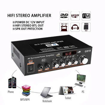 5.0 Bluetooth-HIFI Amplificador Audio Power-HiFi-Forstærker DC 12V/220V AV Amp Højttaler med Fjernbetjening Mikro-Input