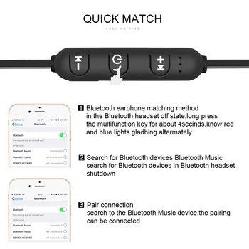 5.0 Bluetooth Hovedtelefon Sport Neckband Magnetiske Trådløse hovedtelefoner Stereo Øretelefoner Metal Musik Hovedtelefoner Med Mikrofon Til Alle Telefoner