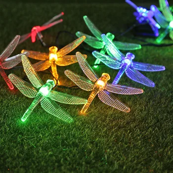 5/6.5 m Sol Dragonfly LED String Lys Krans Vandtæt Fe Lamper til Udendørs Have Bryllup julefrokost Dekoration