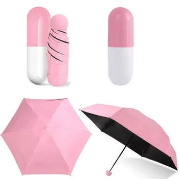 5 Fold Mini-Lille Lomme Kapsel Sammenklappelig Paraply Kompakt Lomme Paraply med Søde Kapsel Tilfælde B1