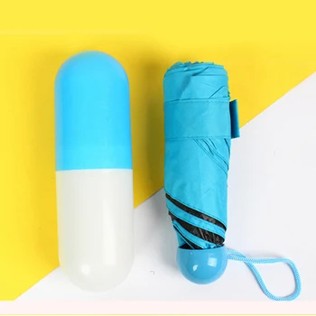 5 Fold Mini-Lille Lomme Kapsel Sammenklappelig Paraply Kompakt Lomme Paraply med Søde Kapsel Tilfælde B1