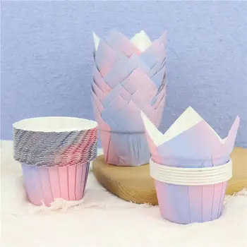 50/100Pcs Kage Kop Olie-bevis Høj Temperatur Resistens Gradient Multi-use Cupcake Dessert Papir Bakke til Forside