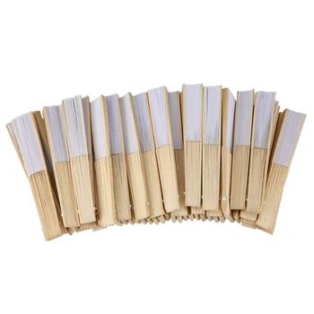 50 stk/masse Hvid Elegant Folde Papir Hånd Fan Bryllup Part Favoriserer 21cm(hvid)