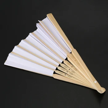 50 stk/masse Hvid Elegant Folde Papir Hånd Fan Bryllup Part Favoriserer 21cm(hvid)