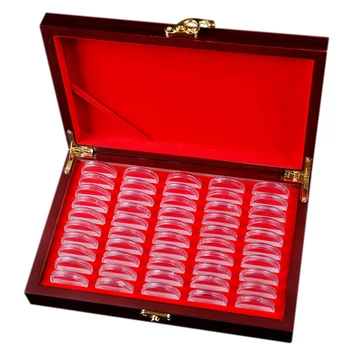 50 Stk Træ Mønt Beskyttelse Display Box-Opbevaring Tilfælde, Indehaveren Runde Box Erindringsmønter Collection Box