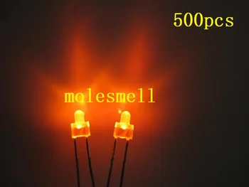 500pcs Nye 2mm diffust orange Diffust LED Lysdioder, Lys orange Linse 2mm bred/stor vinkel led-Gratis Fragt