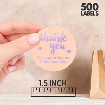 500pcs Tak for din støtte til Min Lille Virksomhed Klistermærker Runde Segl Etiketter N58C