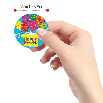 500pcs tillykke med Fødselsdagen Klistermærker Farverig Ballon Kage Runde Segl Etiketter til Gave Indpakning Scrapbooking Kort Dekoration
