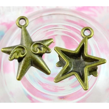 50stk 21.7*18MM Antik Bronze Forgyldt Stjerne Charm Stjerne Vedhæng Til smykkefremstilling