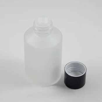 50stk engros 125 ml runde klar frost glas lotion emballage med sort skruelåg , tom 125ml glas kosmetiske lotion flaske