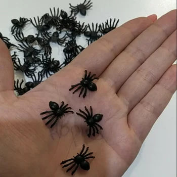 50STK Plast Sort Spider Trick Toy Halloween Haunted House Prop Dekorationer Jul Children ' s Day Gave