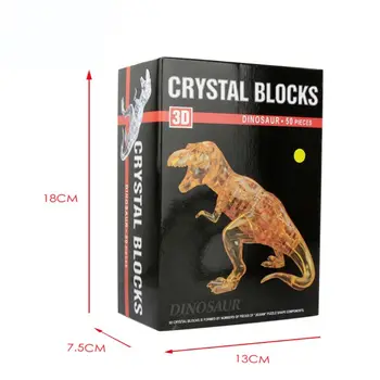 50stk/sæt 3D Crystal Puslespil Dinosaur Puslespil Model Bygning DIY Spil til Børn Pædagogisk Legetøj Gave