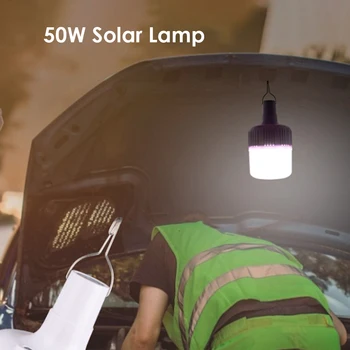50W Bærbare LED Solar Pære til at Lyse 3 Modes Solenergi Drevne Genopladelig Lampe til Udendørs Camping Telt Fiskeri Haven Middag