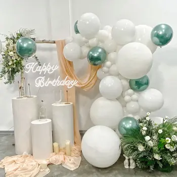 52Pcs/masse Hvide Balloner Guirlande-Metallisk Grøn Ballon Kæde Arch Macaron Balloner til Fødselsdag, Bryllup Part Indretning af Forbrugsstoffer