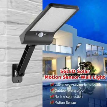 56LED Sol Motion Sensor væglampe Udendørs Gade Lampe med Fjernbetjening Vandtæt Have gadelygte Justerbar Lysstyrke