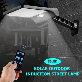 56LED Sol Motion Sensor væglampe Udendørs Gade Lampe med Fjernbetjening Vandtæt Have gadelygte Justerbar Lysstyrke