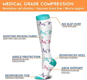 58 Stilarter Nye Compression Socks Knee-High Kvinder, Mænd, Sokker Anti Træthed Kalv Kompressionsstrømper Medicinsk Sygepleje Pres Sokker