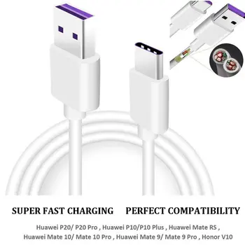 5A USB Type C-Kabel USB-3.1 Hurtig Oplader Data Type-C Sølv Supercharge-Kabel USB-C Ledningen til Huawei P10-P20 Pro Mate 10