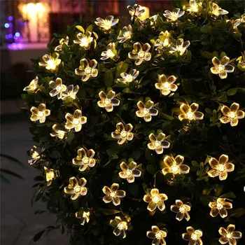 5m 7m 12m 22m Peach Flower Sol Lampe Power LED String kulørte Lamper 6V Sol Guirlander Have Jule Udsmykning Til Udendørs