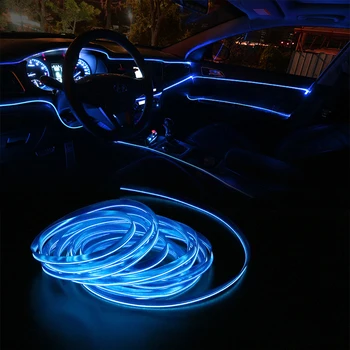 5M Auto Atmosfære Dekorativ Lampe DIY-Wire Tube Line Auto LED Strip EL Fleksibel Neon Lys Bil Indvendig Belysning