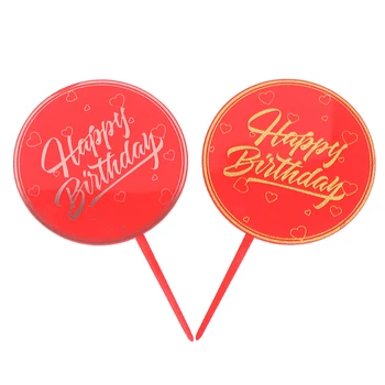 5pcs Farverige Trykt Happy Birthday Cake Topper Cupcake Toppers til Fødselsdag Fest