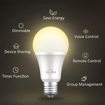 5pcs Gosund Smart LED Lampe Pære WiFi DimmableWarm/Hvid 2700K E27 8W 800 Lm Pære Kompatibel Med Alexa, Google Smart Home