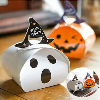 5Pcs Halloween Candy Box Papir gaveæsker Trick eller Behandle Børn Gave Græskar Ghost Slik Poser Halloween Fest Dekoration af Forbrugsstoffer