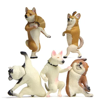 5Pcs Kawaii Dancing Hund Miniature Figurer Fe Haven Ornamenter Urtepotter Micro Landskab DIY boligindretning Håndværk