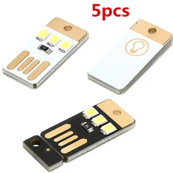5pcs/masse Mini Pocket-Kort, USB-Power LED Nøglering Nat Lys 0,2 W USB LED Pære Book Lys Til Bærbare PC Powerbank Nat Lampe